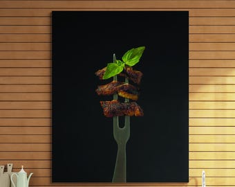 Steak Canvas Wall Art, BBQ Kitchen Decor, Modern Culinary Food Print