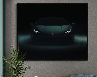 Lamborghini Huracan Canvas Wall Art Dark Supercar Poster Modern Luxury Office Decor