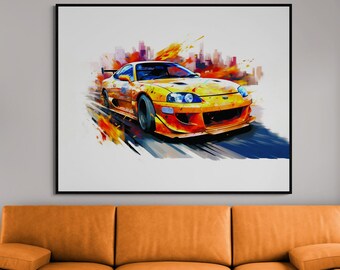 Supra MK4 Canvas Print, JDM Car Wall Art, Sports Car Poster
