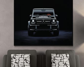 Mercedes G Class Canvas Wall Art Black Luxury SUV Poster Modern Automotive Home Decor