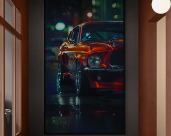 Classic Muscle Car Canvas, Vintage Sports Car Print, Retro Garage Decor