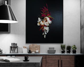 Moody Kitchen Wall Art Canvas Dark Botanical Print Modern Culinary Decor For Dining Room