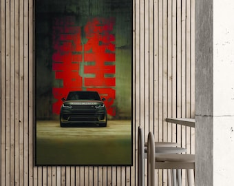 Range Rover Canvas Art: Luxury SUV Poster, Modern Dark Office Decor