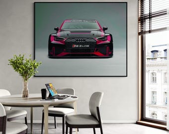 Luxury Sport Car Canvas, Minimalist Racing Print, Modern Automotive Decor