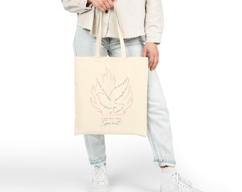 Bolso de mano con diseño de la paloma del Espíritu Santo y la llama / Guiados por el Espíritu Santo
