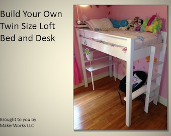 Twin Size Loft Bed and Desk Plans and Instructions