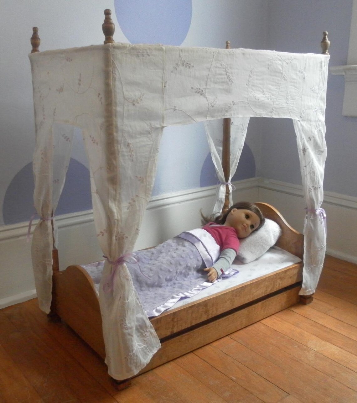 18 Doll Trundle Bed With Canopy Woodworking Plans and Instructions Etsy