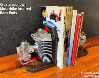 Make your own: Motorbike Inspired Bookends (3D Printer Files, Woodworking Plans & Instructions)