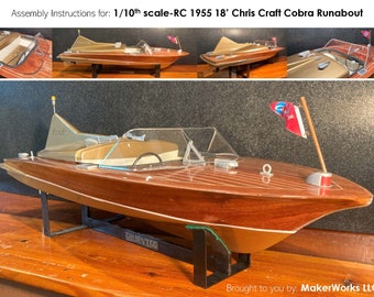 1/10ème échelle 1955 Chris Craft Cobra - Modèle de bateau RC Fichiers d'impression 3D et instructions