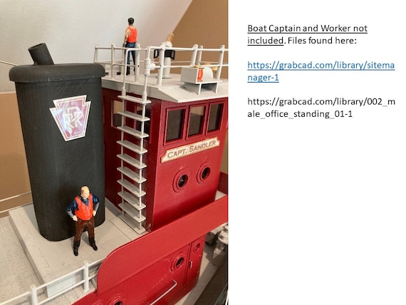32' Pushboat N Scale 1:160 Custom Designed 3D Printed Unpainted