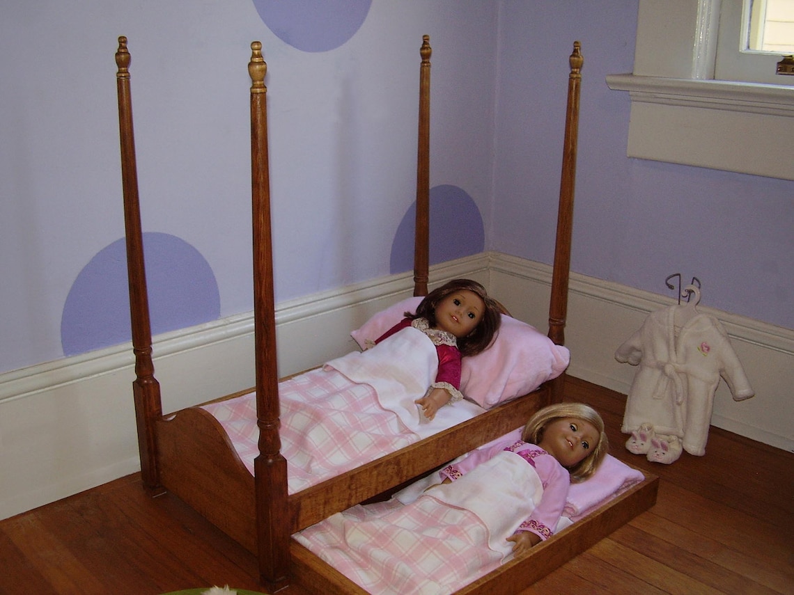 18 Doll Trundle Bed With Canopy Woodworking Plans and Instructions Etsy
