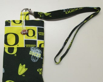 Cell Phone Pouch and Matching Lanyard - UofO (Oregon State University) Ducks (Variation #2)