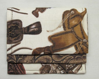 Fabric Wallet - Western Saddles/Beige Background (Variation #2)