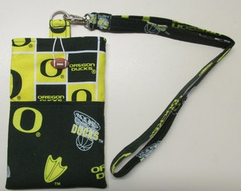 Cell Phone Pouch and Matching Lanyard - UofO (Oregon State University) Ducks (Variation #3)