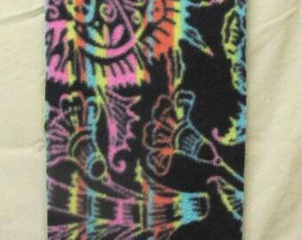 Fleece Scarf - Black w/Multi Colored Skulls & Floral #4 (8" x 60")