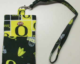 Cell Phone Pouch and Matching Lanyard - UofO (Oregon State University) Ducks (Variation #1)