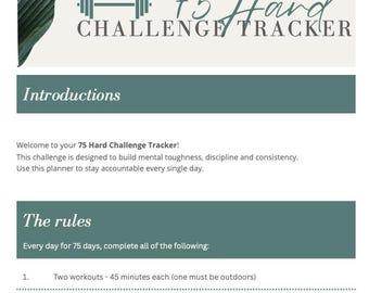 75 Hard Challenge Tracker Printable | Fitness Planner | Habit Tracker | Digital Download (A4)