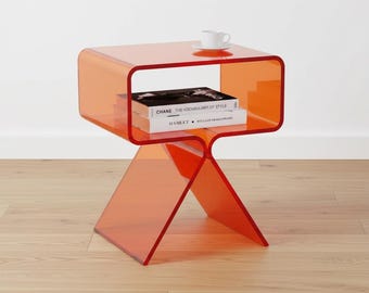 Nightstand – Modern Transparent Side Table – Minimalist Narrow End Table for Bedroom & Living Room