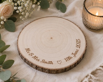 Base personalizada para pastel de bodas, soporte de madera grabado para rebanadas de pastel, regalo de decoración rústica para bodas