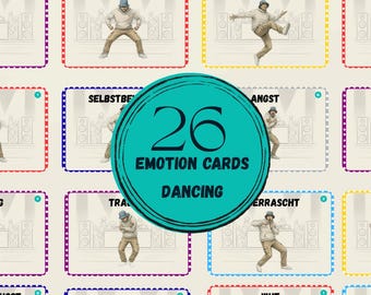 Cartas de emoção para dançar | Cartas de sentimento para dançarinos | Cartas de impulso para improvisação e coreografia de dança | Presente para dançarinos