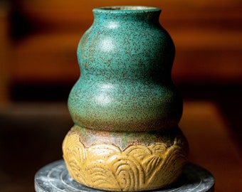Carved Bubble Vase, ceramic vase, hand thrown, carved pottery