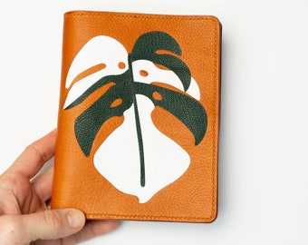 Monstera Passport Wallet, leather passport wallet