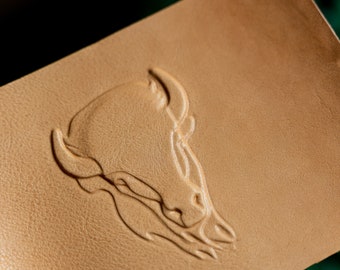 PDF Pattern Buffalo, North American Bison, stacked leather embossed leather cat