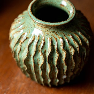 Cactus pot, hand thrown and carved pottery, hand made ceramics image 2