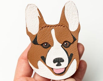 Custom pet portrait keychain, leather keychain