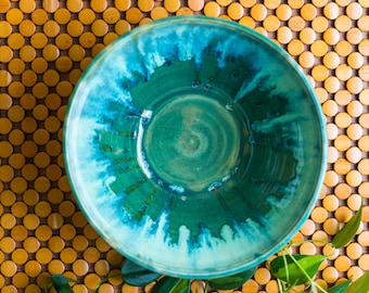 Geometric MCM-style bowl, carved ceramic bowl, thrown and carved