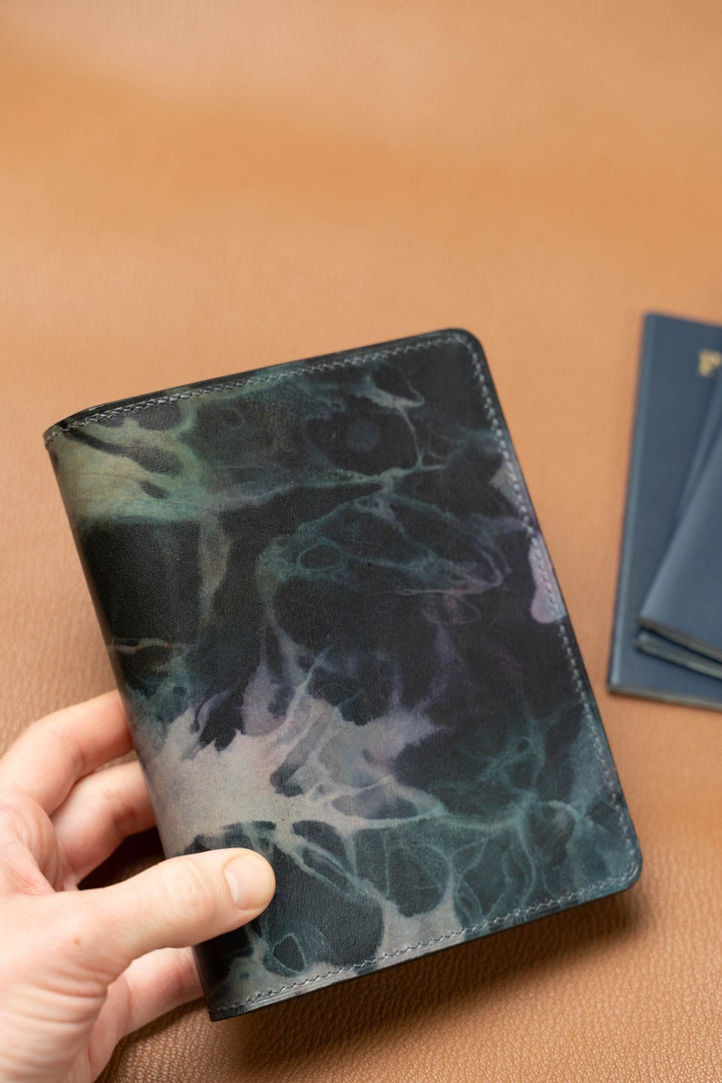 Marbled Leather Passport Wallet, leather passport wallet image 1