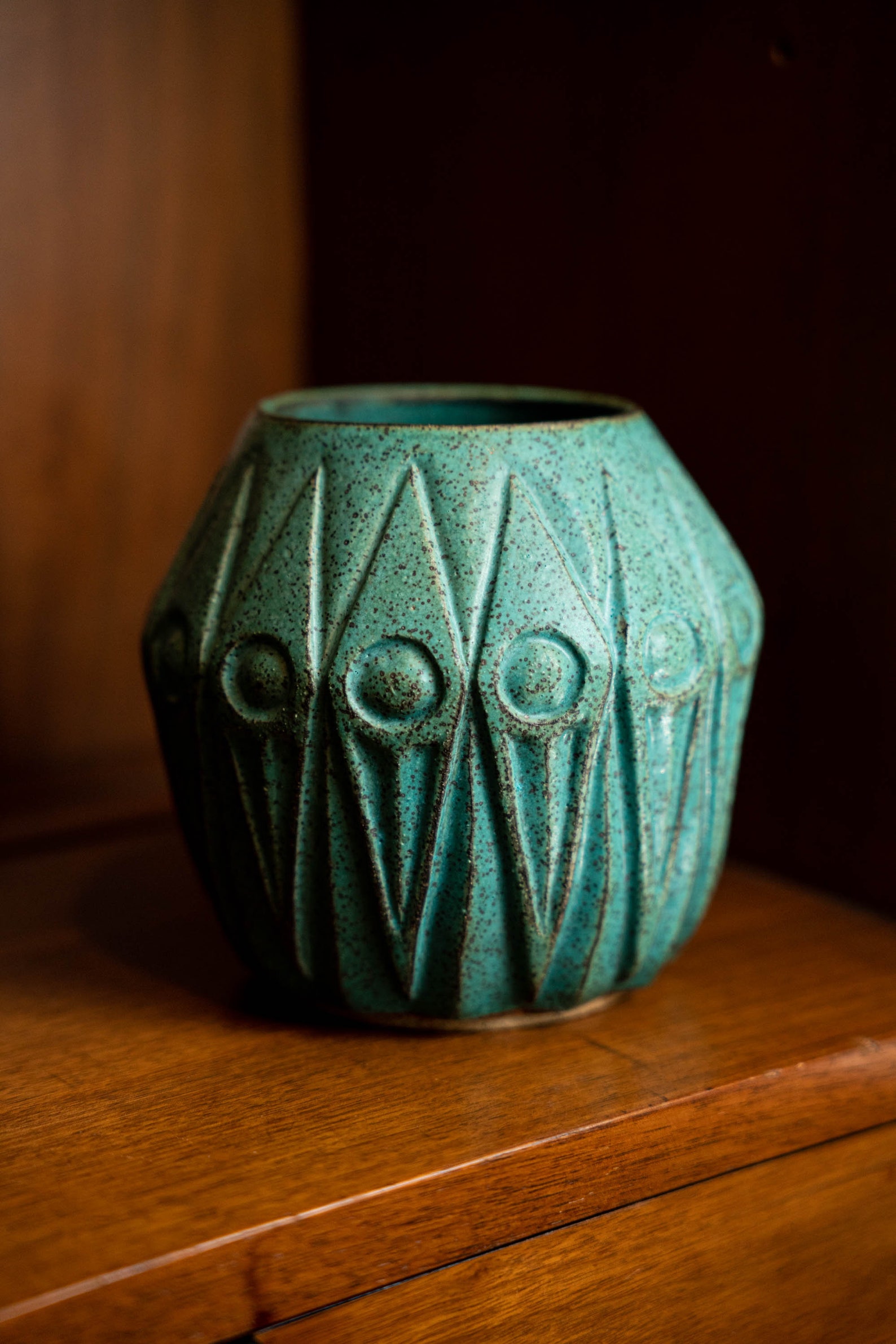 Art Deco or Midcentury Turquoise Pot