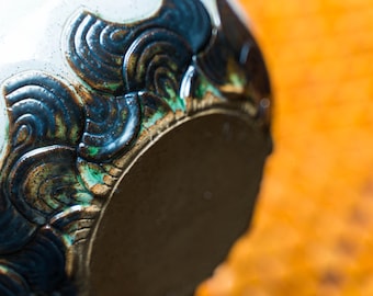 Geometric Bowl, carved ceramic bowl, thrown and carved