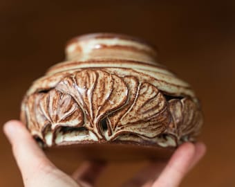 Ginkgo leaf vase, hand made ceramics
