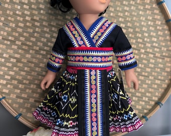 Hmong inspired doll clothing set, fits most 18” doll