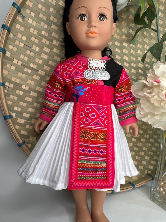 Hmong inspired doll clothing set, fits most 18” doll, doll and accessories not included