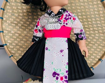 Hmong inspired doll clothing set, fits most 18” doll