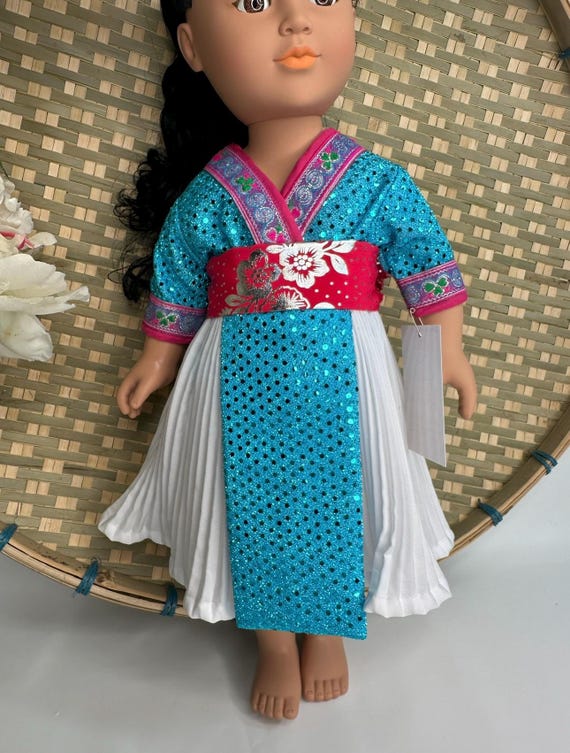 Hmong inspired doll clothing set, fits most 18” doll