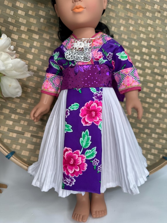 Hmong inspired doll clothing set, fits most 18” doll, doll and accessories not included