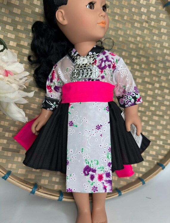 Hmong inspired doll clothing set, fits most 18” doll