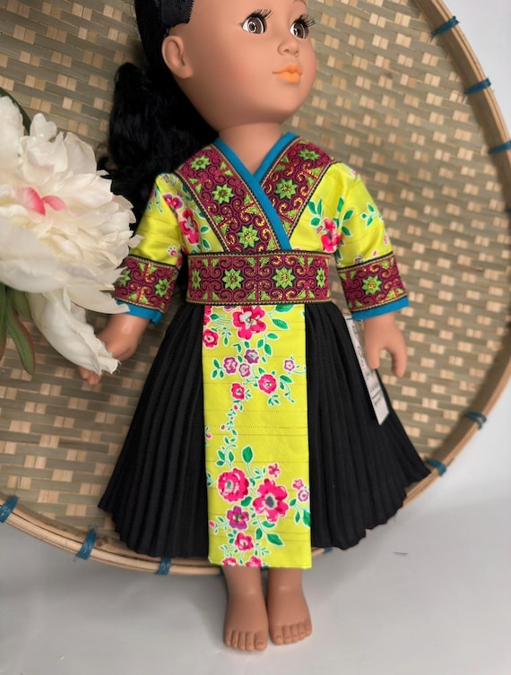 Hmong inspired doll clothing set, fits most 18” doll