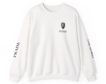 Judah Lion Design Christian Crewneck Sweater, Inspirational Gift, Cozy Casual Wear, Unique Religious Apparel, Perfect for Fall
