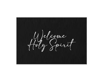 Welcome Holy Spirit Outdoor Rug for Entryway, Chic, Patio Decor, Outdoor Mat, Home Sweet Home, Religious Welcome Rug