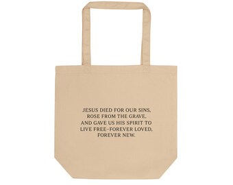 Gospel On The Go Eco Tote Bag - Live Free, Forever Loved, Sustainable Shopping Bag, Christian Gift, Reusable Grocery Tote, Beach Bag