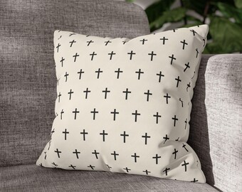 CROSS Decorative Pillowcase, Faith Home Decor, Housewarming Gift, Christian Living, Cozy Home Accent