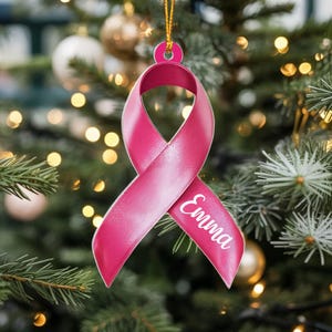 Personalisierte Pink Ribbon Ornament, Brustkrebs Bewusstsein Geschenk