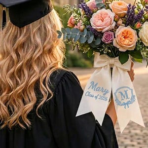 Prom Graduation Ribbon Sash, Satin Oversized Bow (Name & Year)