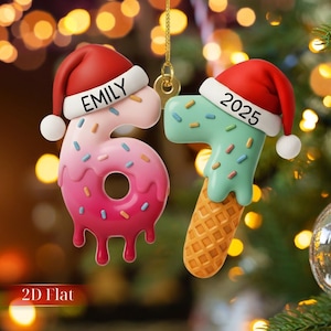 Personalized 67 Ornament, 2025 Funny Ice Cream Christmas Decor