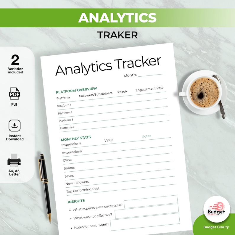Business Analytics Tracker, KPI Sales Finance Planner (PDF Download) image 1