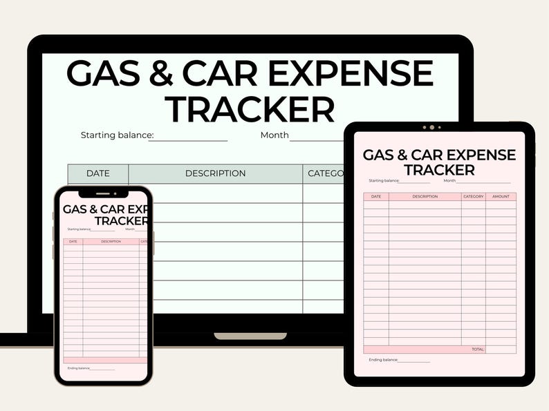 Gas & Car Expense Tracker Printable, Mileage Log Vehicle Maintenance ...
